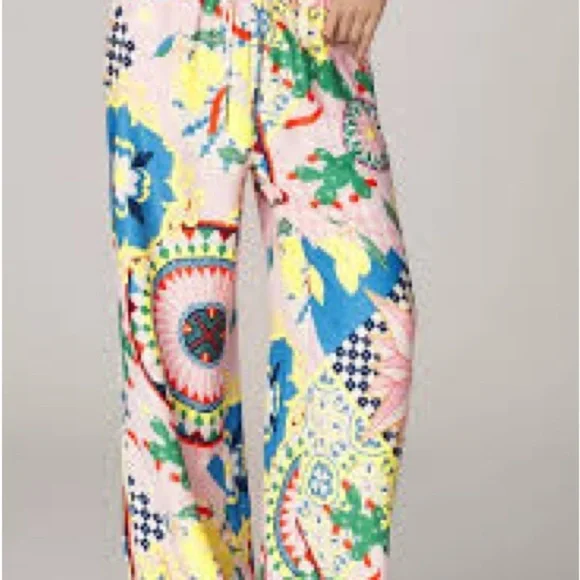 Anthropologie Wide Leg Multicolor Pants Vibrant Abstract Design - Picture 1 of 10